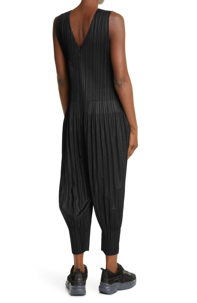 Pleats Please Issey Miyake Pleated Sleeveless Jumpsuit, Alternate, color, Black