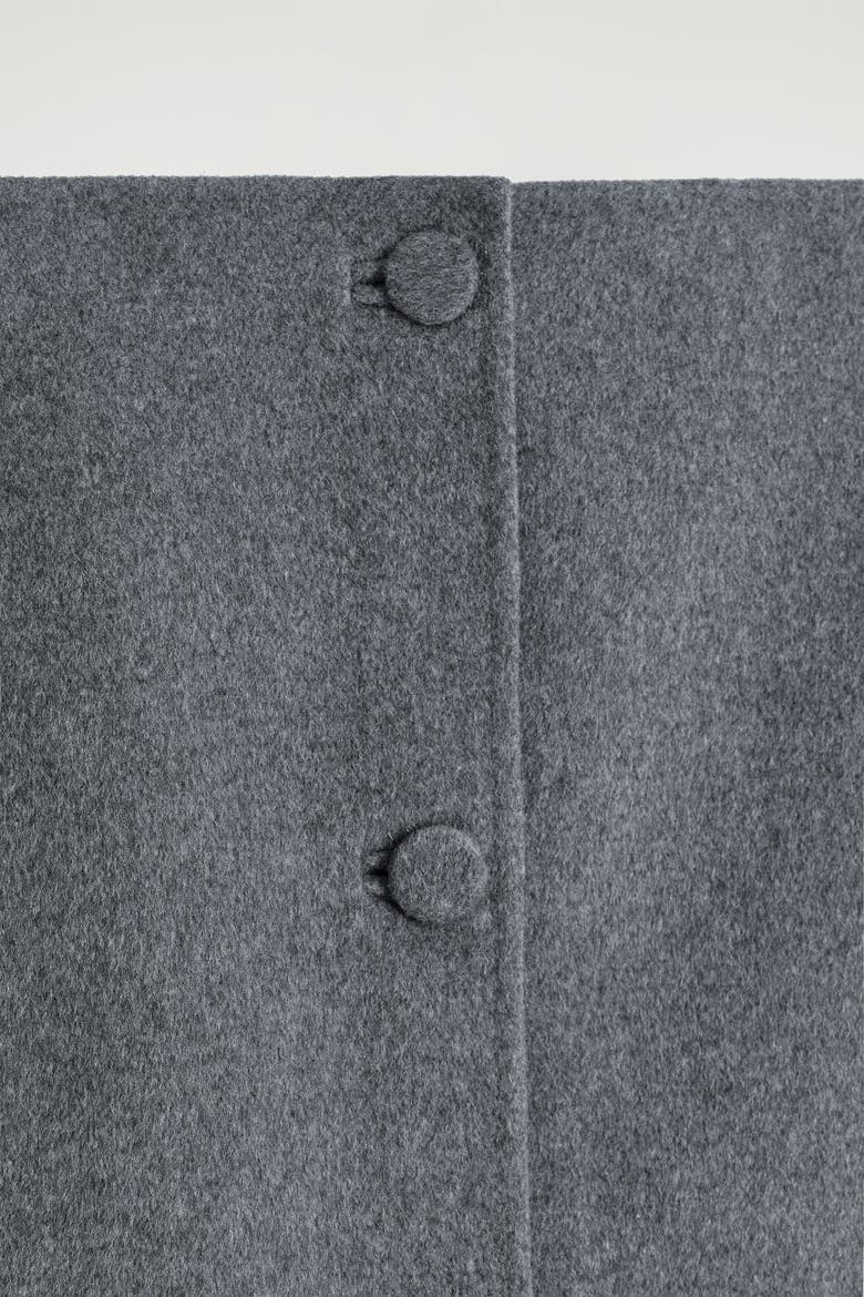 Buttoned Double-Faced Wool Mini Skirt, Alternate, color, GRAY