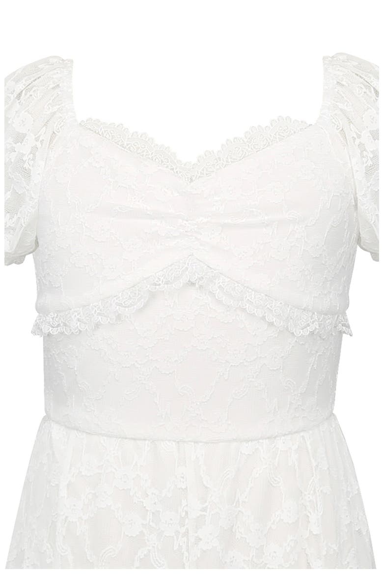 Kids' Puff Sleeve Stretch Lace Party Dress, Alternate, color, WHITE