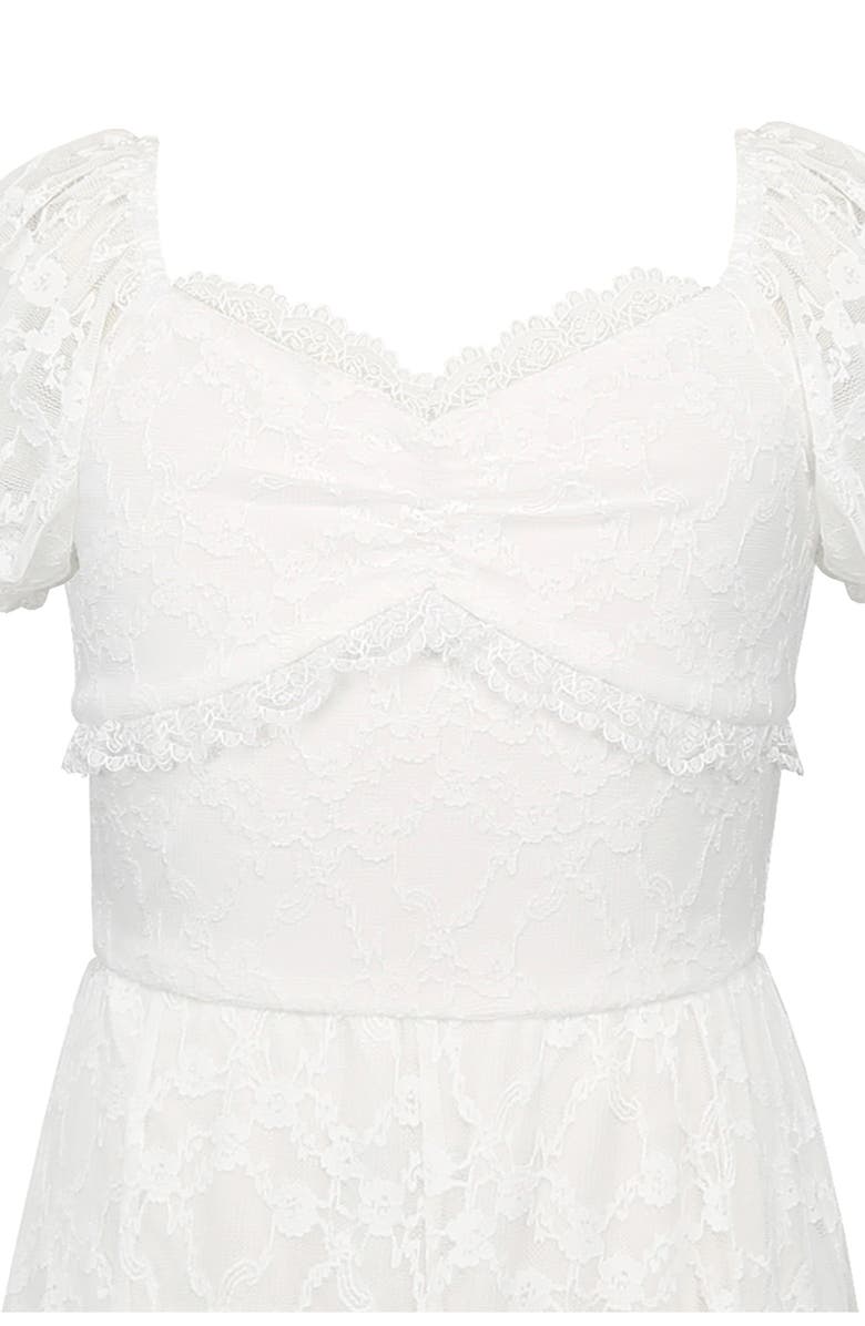 Zunie Kids' Puff Sleeve Stretch Lace Party Dress, Alternate, color, White