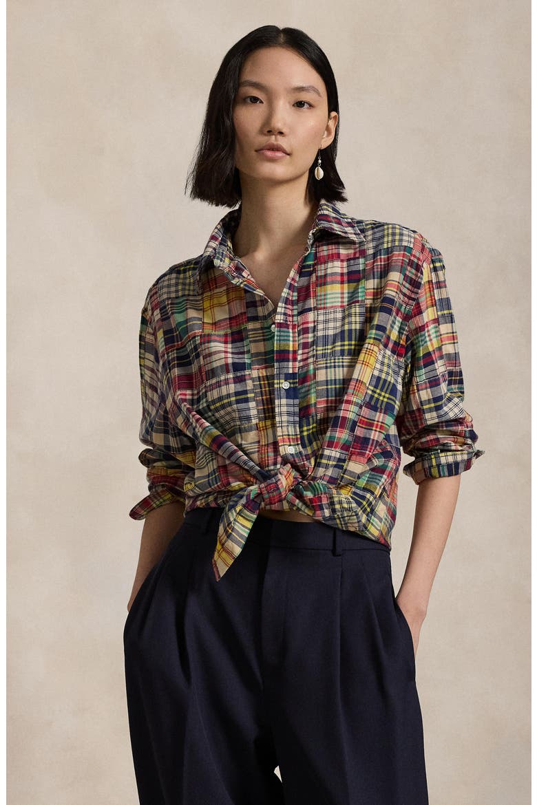 Polo Ralph Lauren Patchwork Oversize Button-Up Shirt (Women