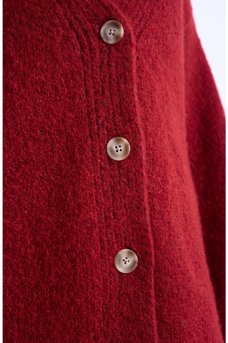 Easy V-Neck Longline Cardigan, Alternate, color, RED