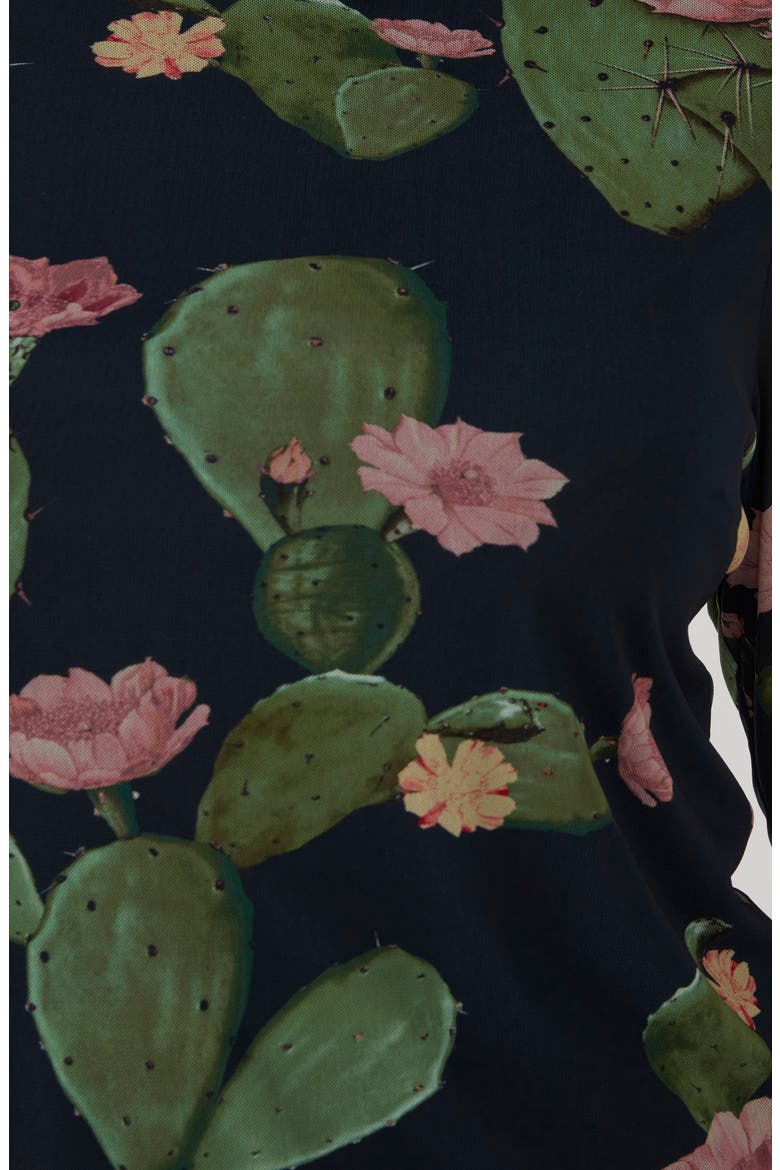 Mezzanine Cactus Print Mesh Top, Alternate, color, BLUE PRINT