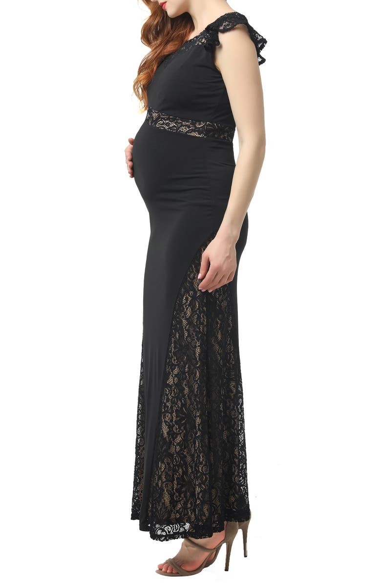 Kimi and Kai Audrey Lace Trim Maternity Gown, Alternate, color,