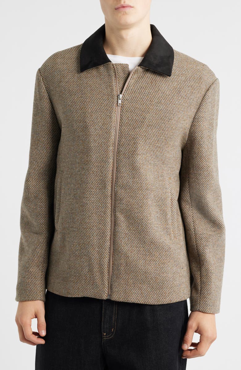 KROST Tweed Wool Blend Zip-Up Jacket, Alternate, color, Tan Multi