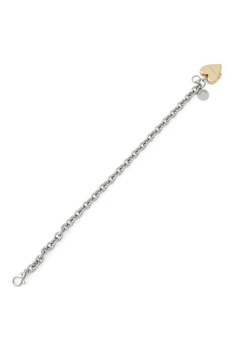 Flex Heart Locket Chain Bracelet, Alternate, color, TWO TONE SHINY