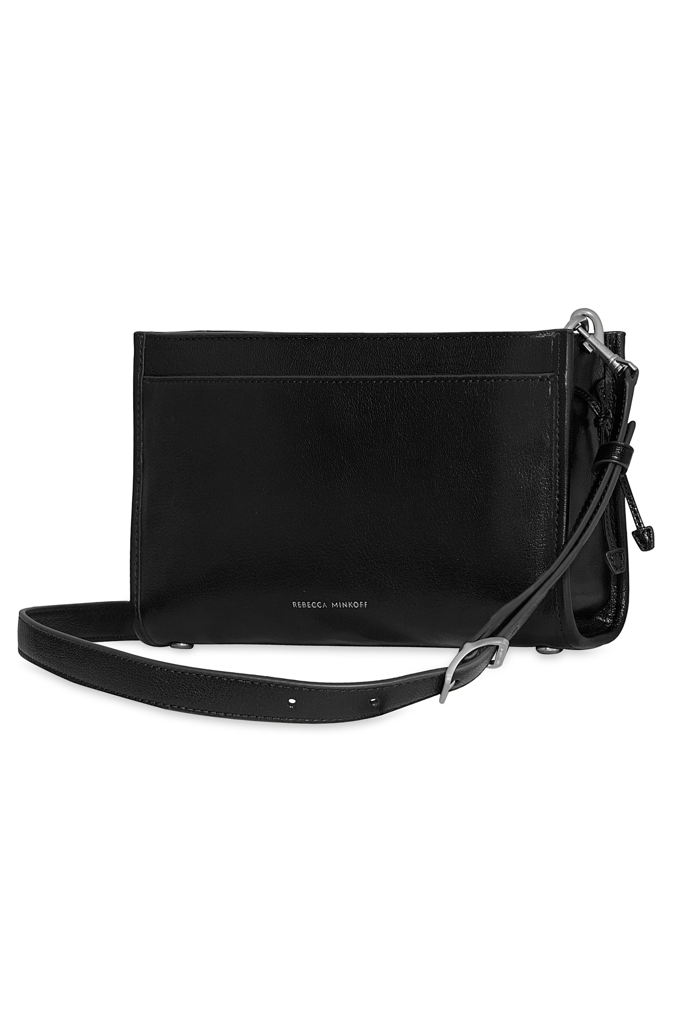 Rebecca Minkoff Crosby Leather Crossbody Bag, Alternate, color, Black