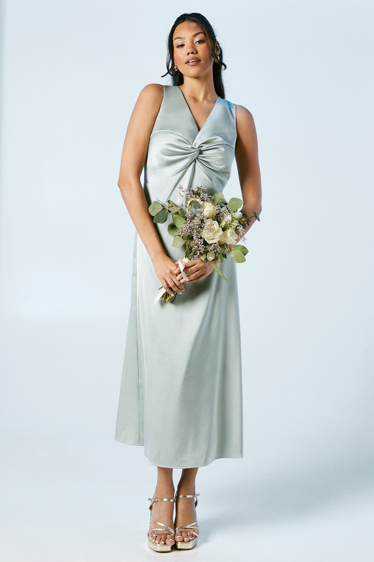 Satin Bridesmaids Midi Dress