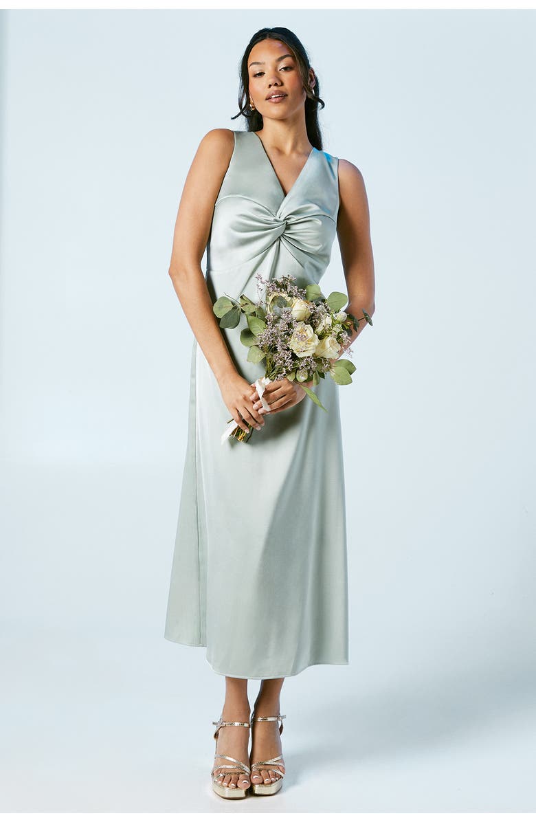 Oasis Satin Bridesmaids Midi Dress, Main, color, Sage