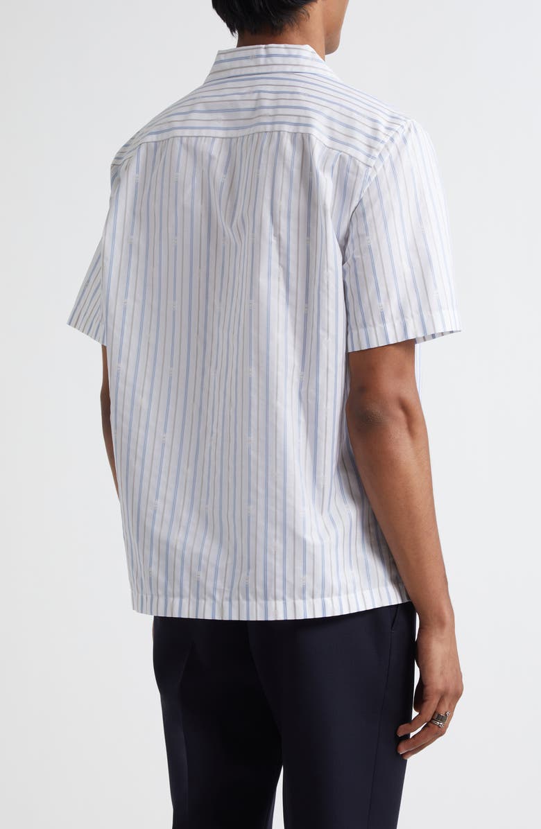 McQueen Skull Stripe Camp Shirt, Alternate, color, White-Blue-Grey