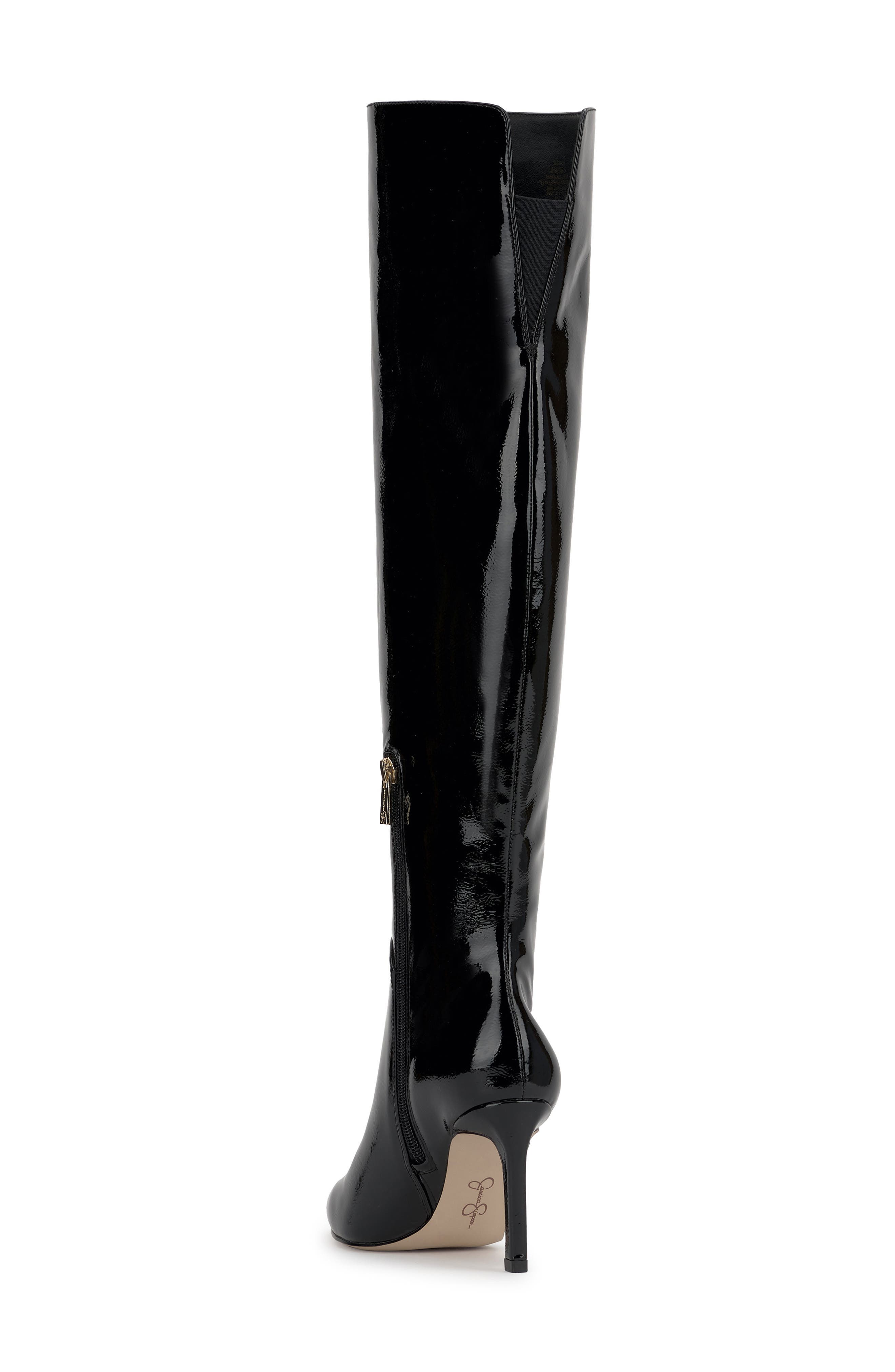 Jessica Simpson Earon Pointed Toe Over the Knee Boot, Alternate, color, Black Patent
