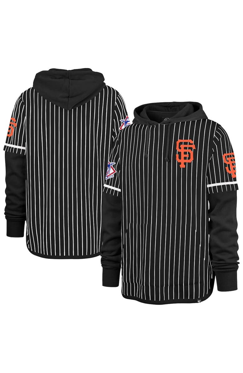 '47 Men's '47 Black San Francisco Giants Pinstripe Double Header Pullover Hoodie, Alternate, color, Black