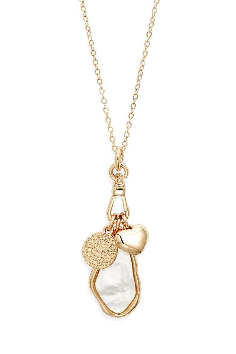 Collected Mother-of-Pearl Charm Necklace, Main, color, WHITE- GOLD