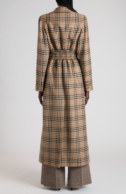 Valentino Double Breasted Houndstooth Wool Longline Coat In Multi