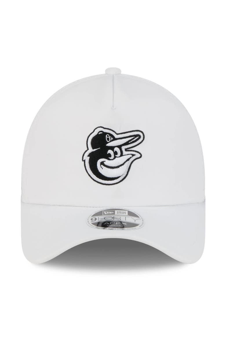 Men's New Era White Baltimore Orioles 2026 Batting Practice Apex 9FORTY Adjustable Trucker Hat, Alternate, color, White