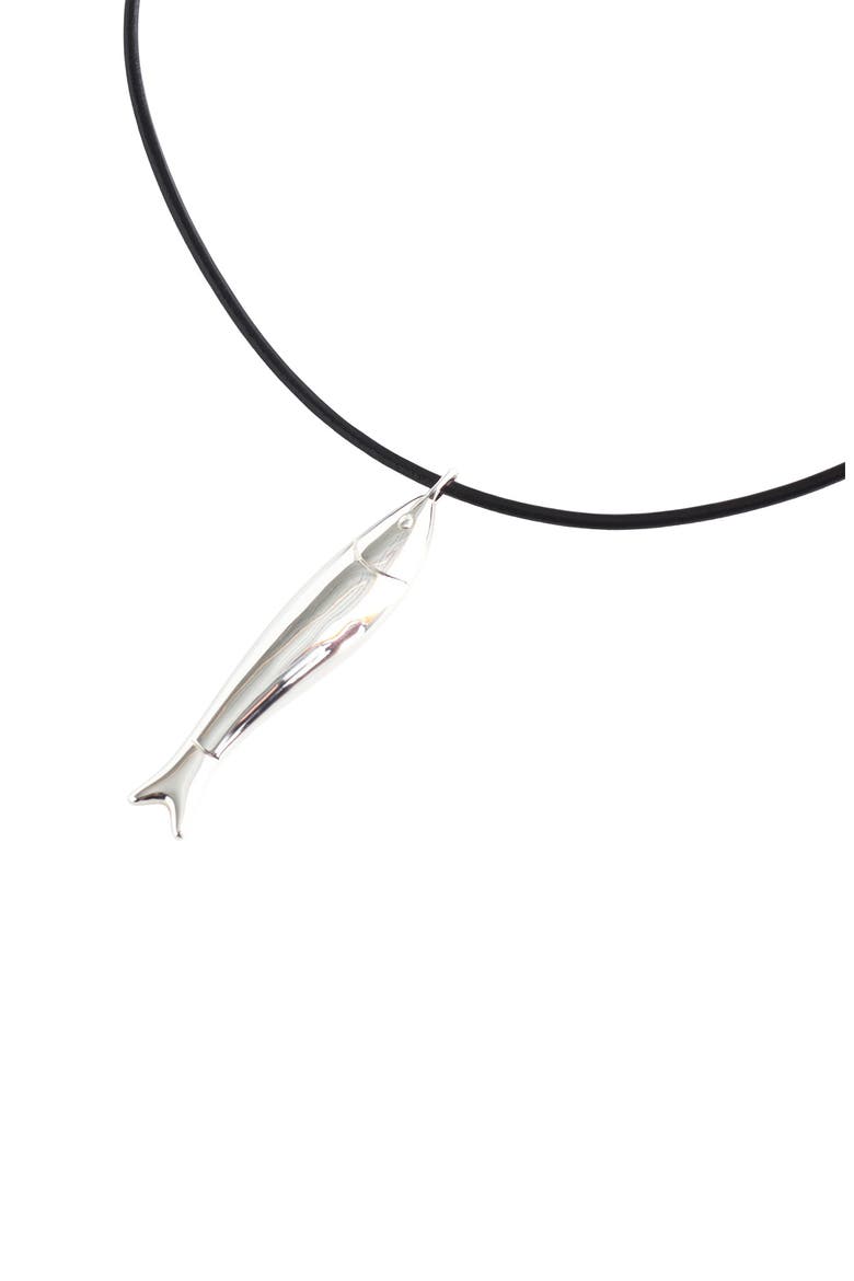 Fish Pendant Cord Necklace, Alternate, color, WARM SILVER