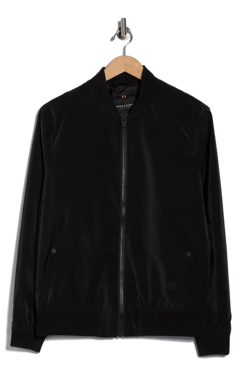 DENIM AND FLOWER Bomber Jacket, Main, color, Black