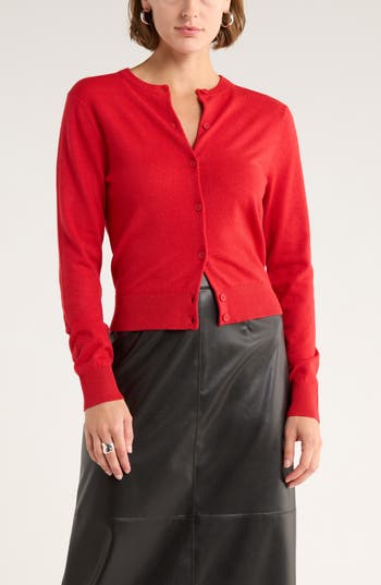 Nordstrom Rack Crewneck Cardigan In Red