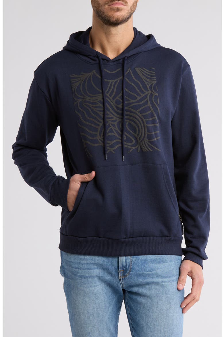 Abstract Fleece Graphic Hoodie, Main, color, NAVY