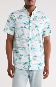 Original Penguin Beach Scene Short Sleeve Button-Down Shirt