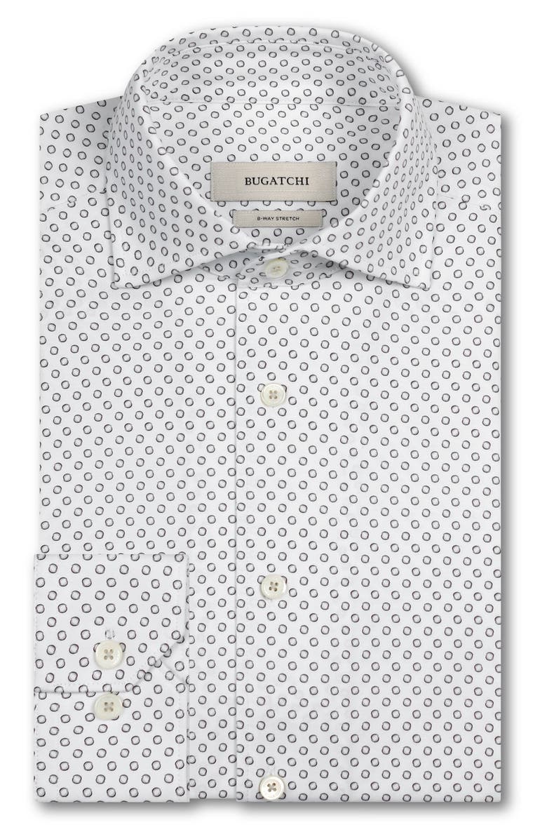 Bugatchi Devon OoohCotton<sup>®</sup> Dot Print Button-Up Shirt, Alternate, color, White