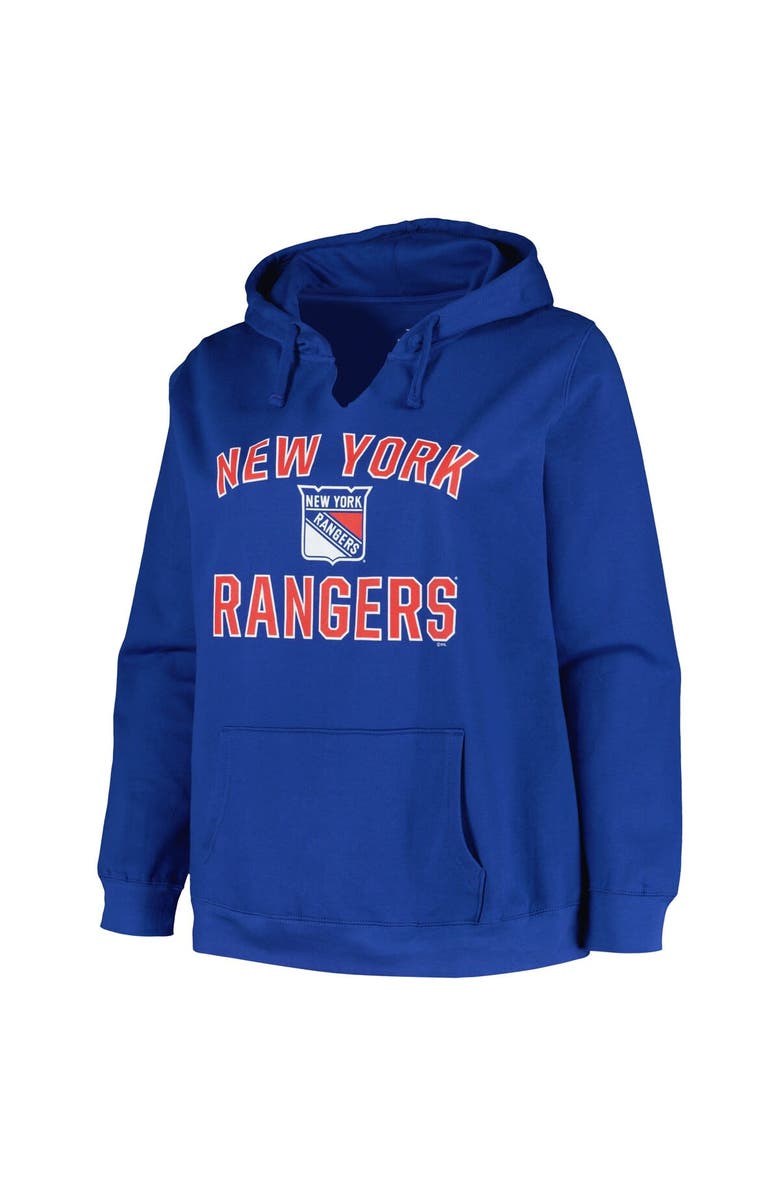PROFILE Women's Profile Blue New York Rangers Plus Size Arch Over Logo Pullover Hoodie, Alternate, color, Blue