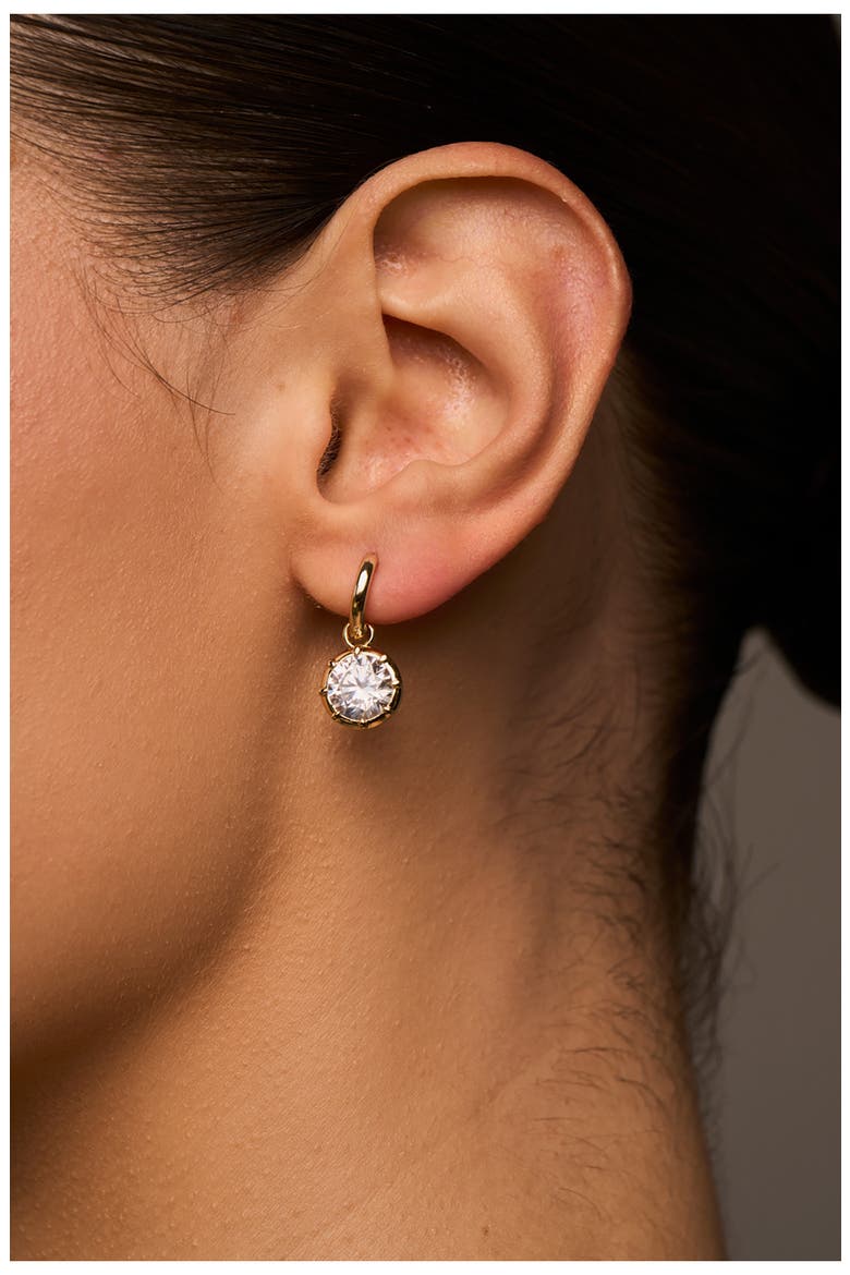 Grande Celeste Charm Huggie Hoop Earrings, Alternate, color, GOLD