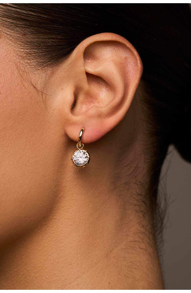 LILI CLASPE Grande Celeste Charm Huggie Hoop Earrings, Alternate, color, Gold