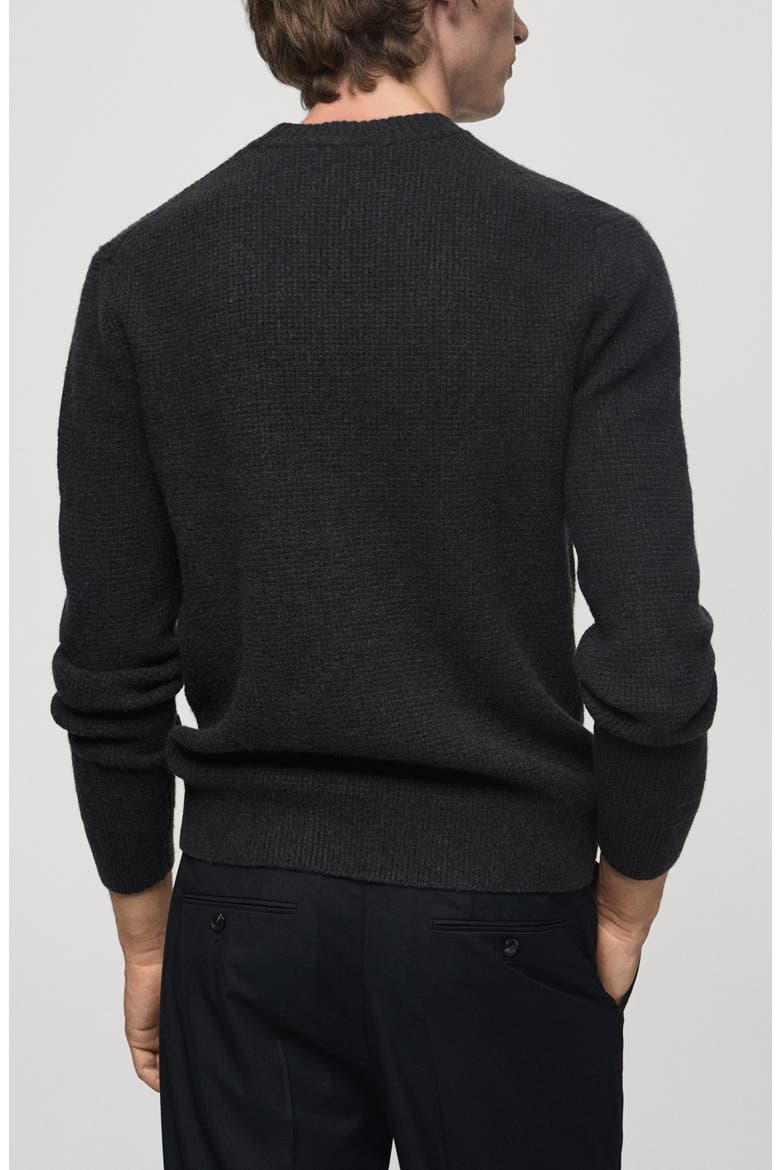 Waffle Texture Crewneck Sweater, Alternate, color, CHARCOAL
