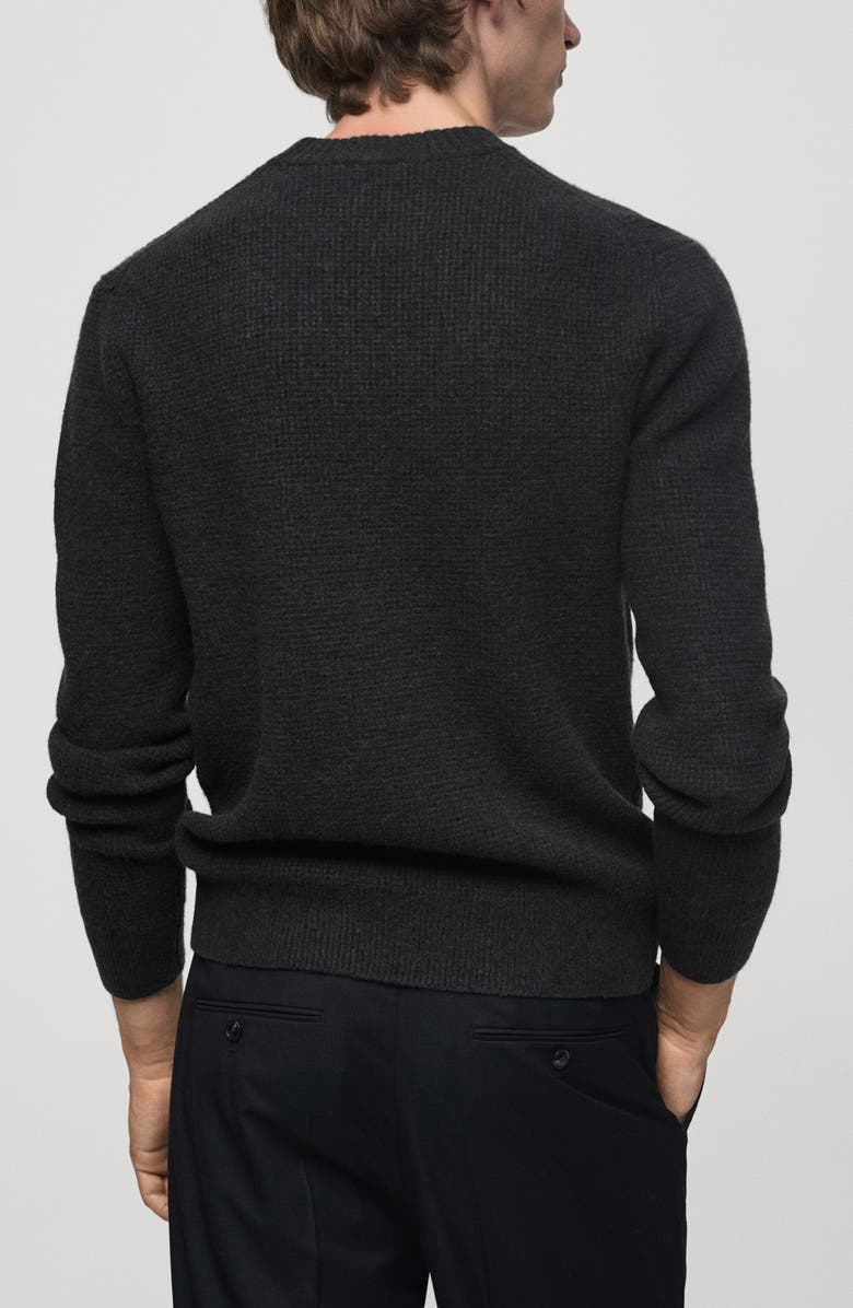 MANGO Waffle Texture Crewneck Sweater, Alternate, color,