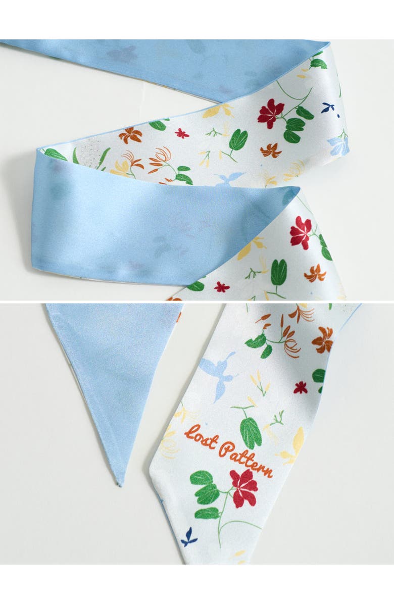 Lost Pattern "Jasmine Tea" Silk Skinny Scarf, Alternate, color, Blue