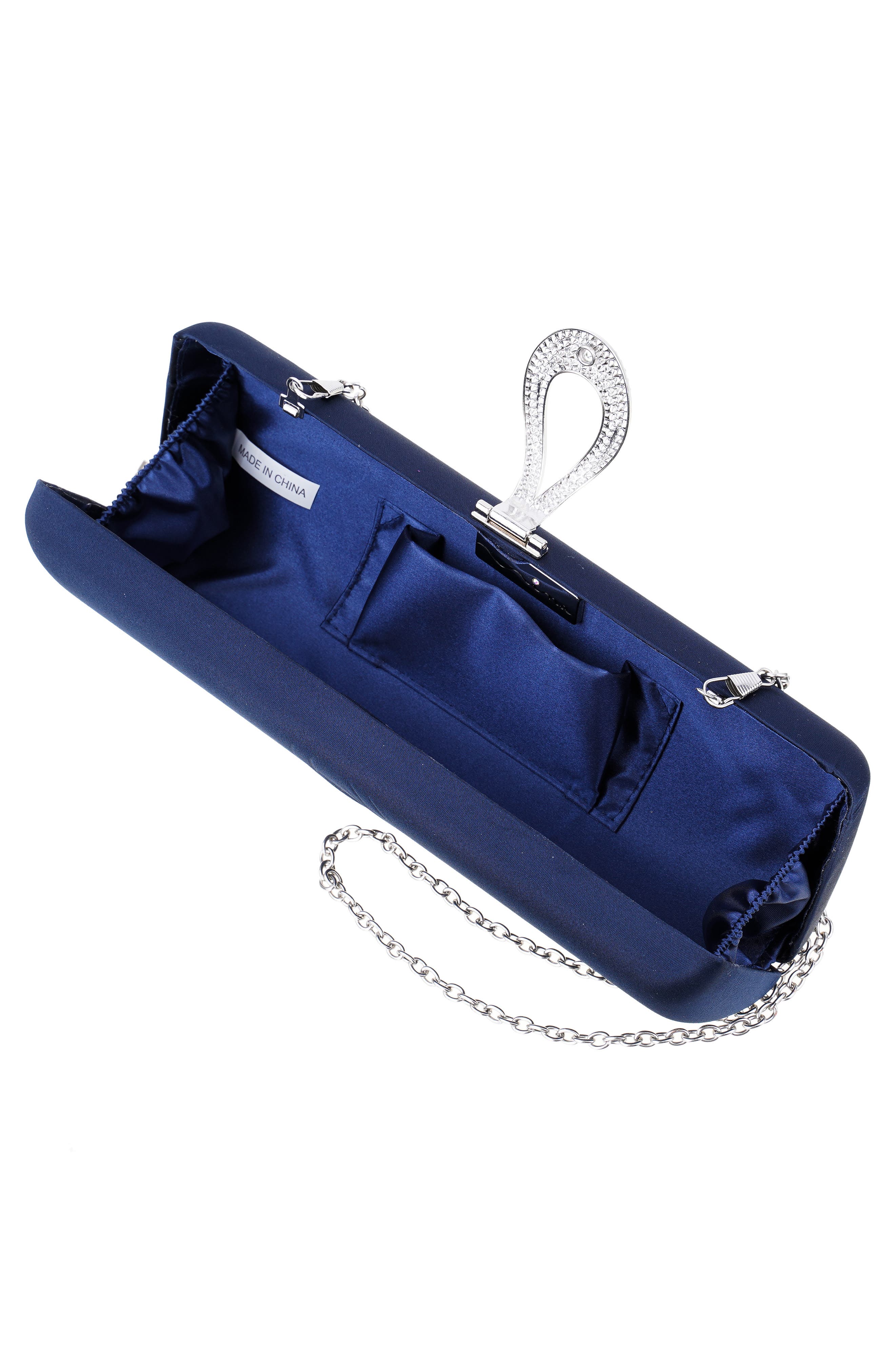 Rumi Crystal Ring Frame Clutch, Alternate, color, NAVY