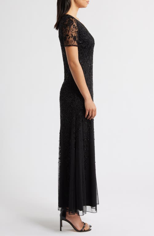 Pisarro Nights Beaded Chiffon Gown In Black