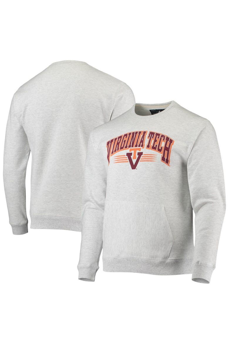 Men's League Collegiate Wear Heathered Gray Virginia Tech Hokies Upperclassman Pocket Pullover Sweatshirt, Main, color, Heather Gray