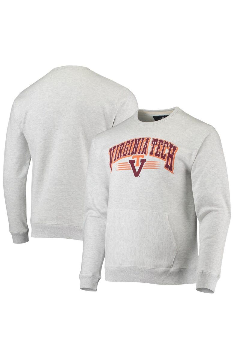 LEAGUE COLLEGIATE WEAR Men's League Collegiate Wear Heathered Gray Virginia Tech Hokies Upperclassman Pocket Pullover Sweatshirt, Main, color, 
