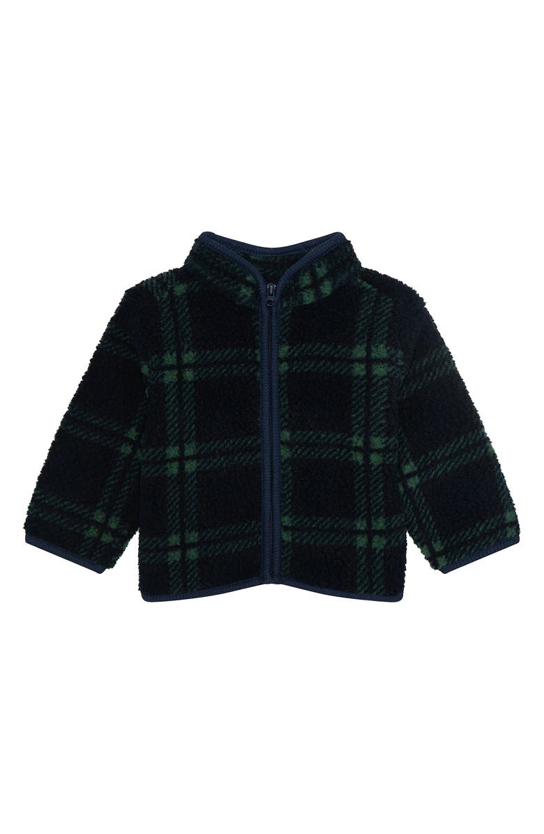 PL Baby by Petit Lem Fleece Jacket, Graphic T-Shirt & Joggers Set, Alternate, color, Navy Plaid