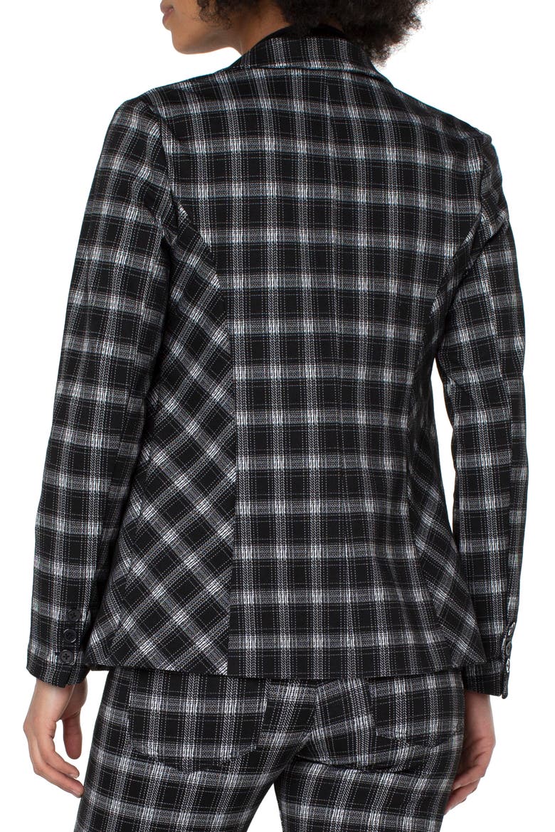 Plaid Fitted Blazer, Alternate, color, BLACK/ WHITE