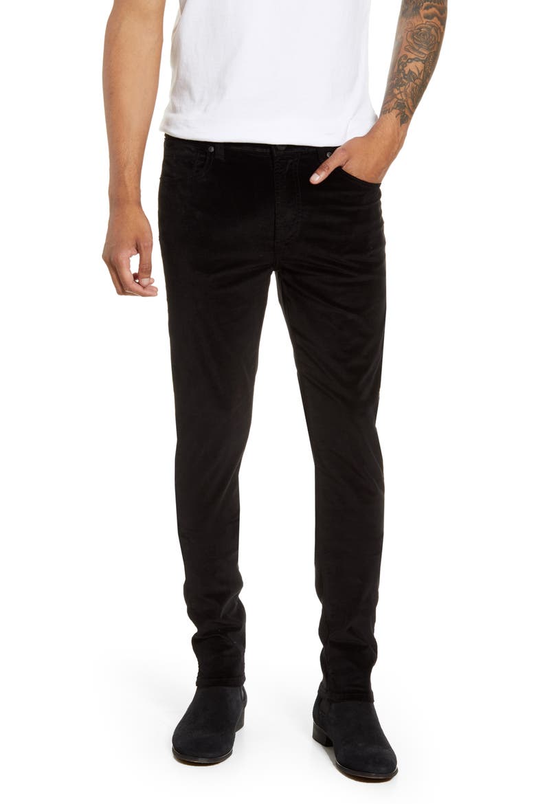 Greyson Velveteen Skinny Fit Jeans, Main, color, VELVET NOIR