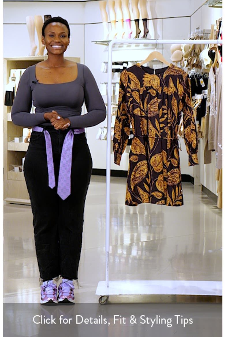 Volume Long Sleeve Tie Waist Cotton Dress video