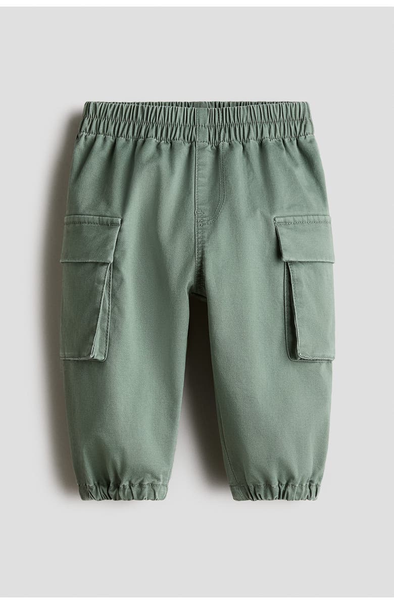H&M Cotton Cargo Trousers, Main, color, Khaki Green