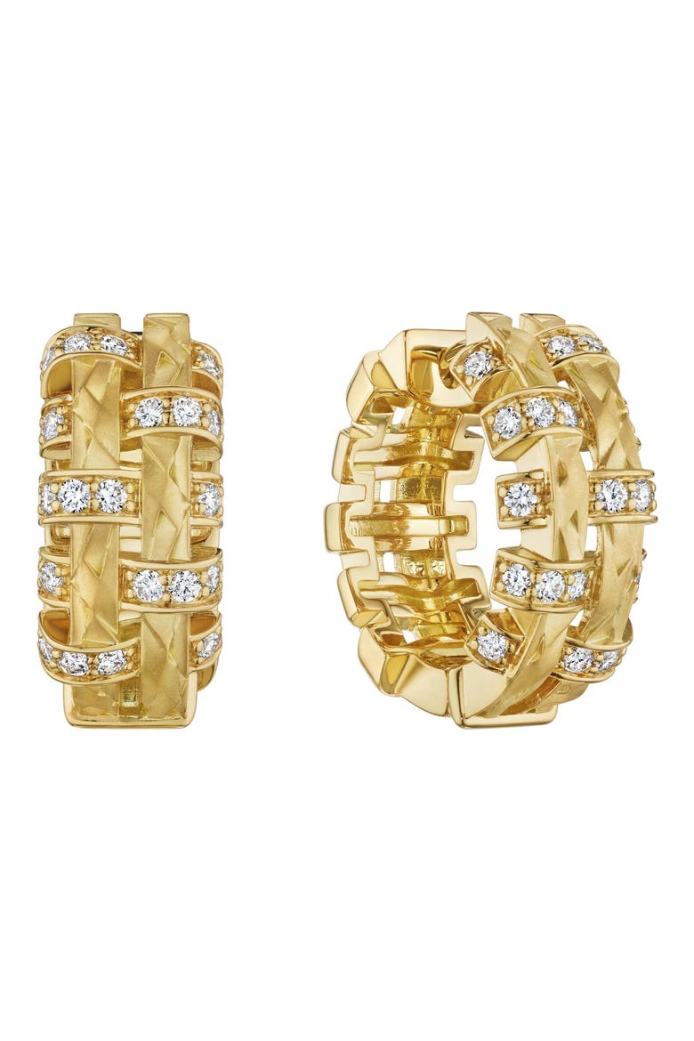 Amazonia Palha Diamond Huggie Hoop Earrings, Main, color, YELLOW GOLD