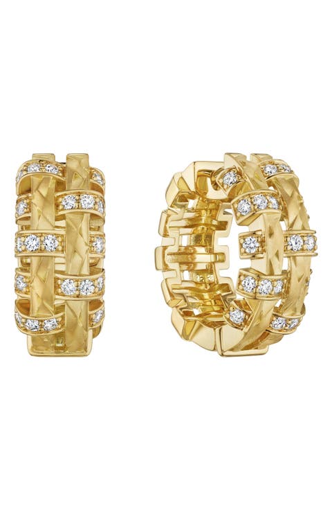 Amazonia Palha Diamond Huggie Hoop Earrings