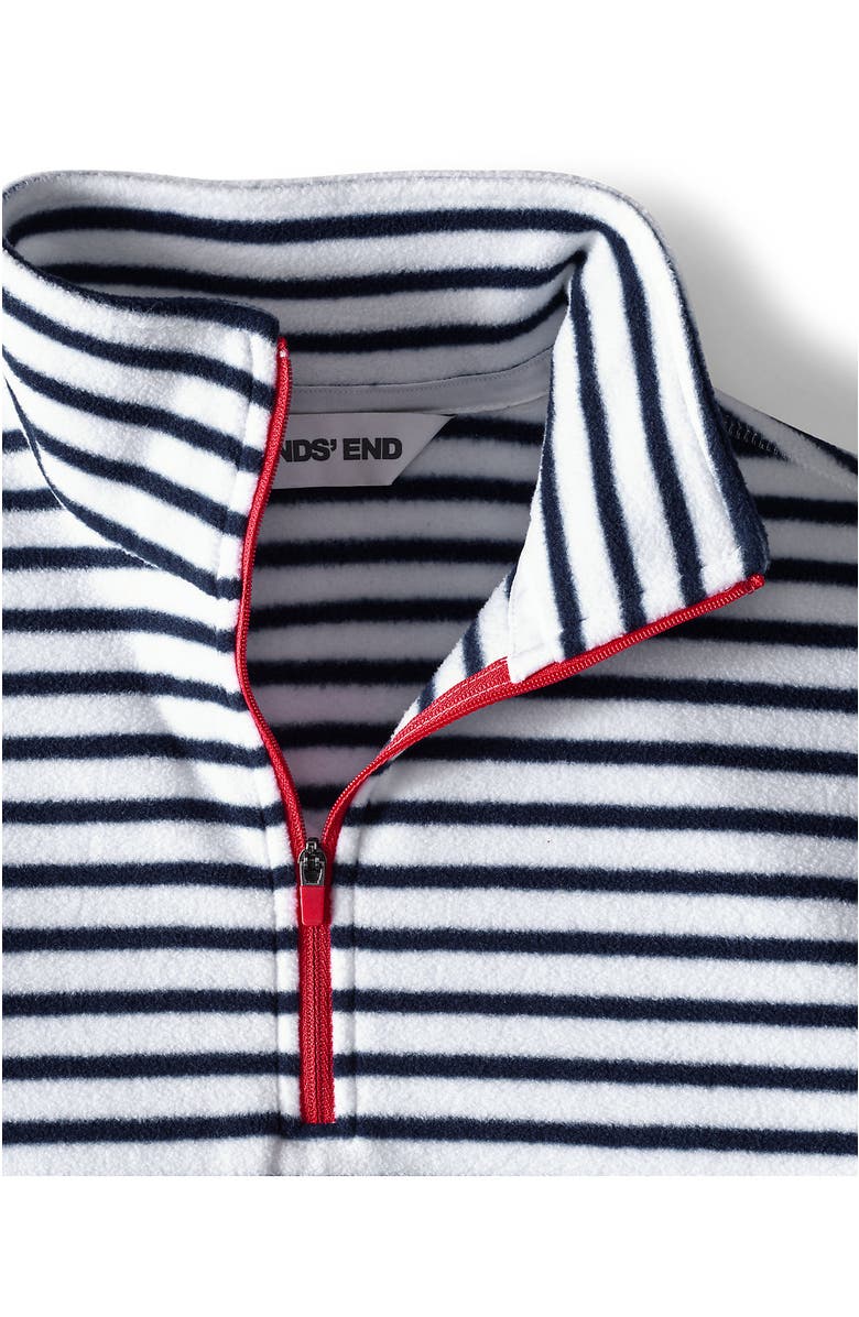 Lands' End Anyweather Fleece Quarter Zip Pullover, Alternate, color, Crisp White/Navy Stripe/Red