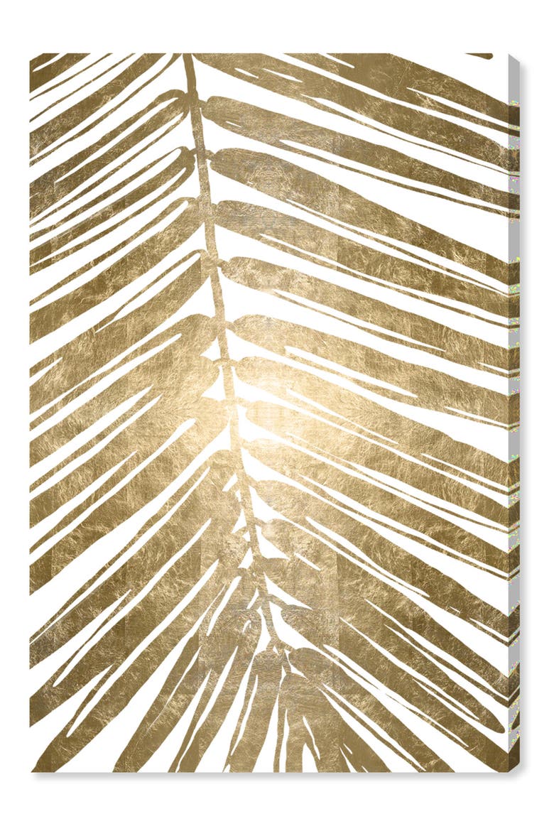 Gold Tropical Leaves IV Canvas Wall Art, Main, color, METALLIC GOLD