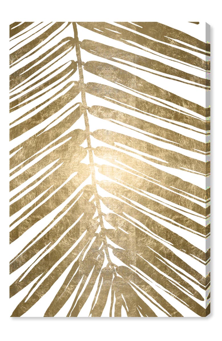 Oliver Gal Gold Tropical Leaves IV Canvas Wall Art, Main, color,