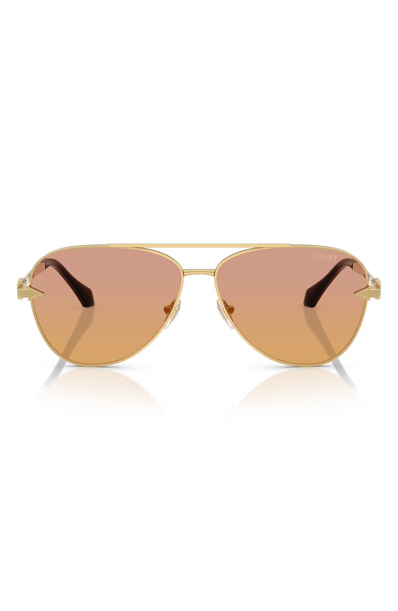 Versace 61mm Pilot Sunglasses, Main, color, 1002El61 Gold