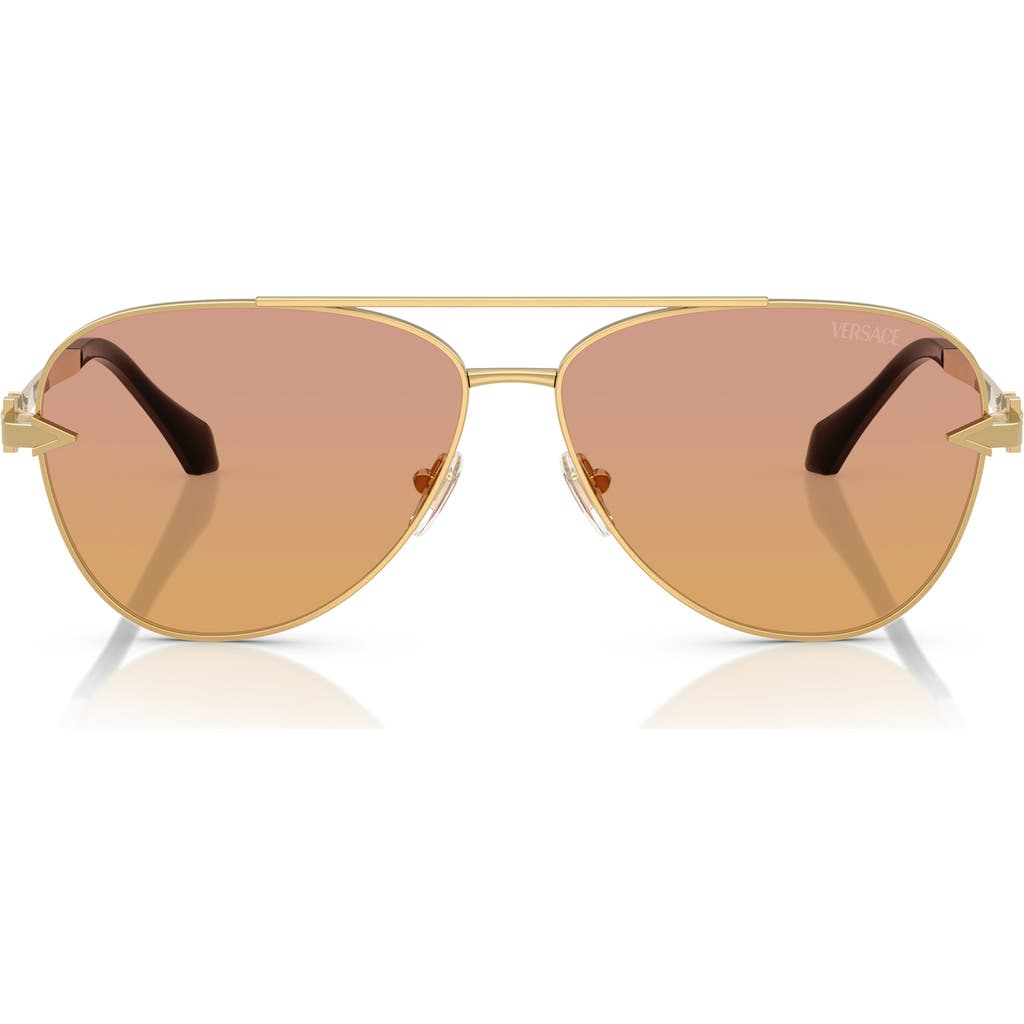 Versace 61mm Pilot Sunglasses In 1002el61 Gold