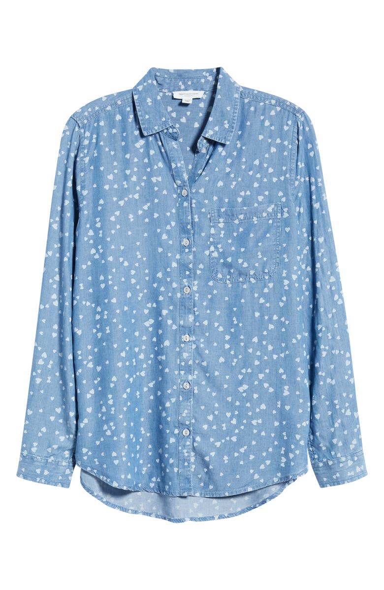 beachlunchlounge Cassie Chambray Button-Up Shirt, Alternate, color, Butterfly Trail