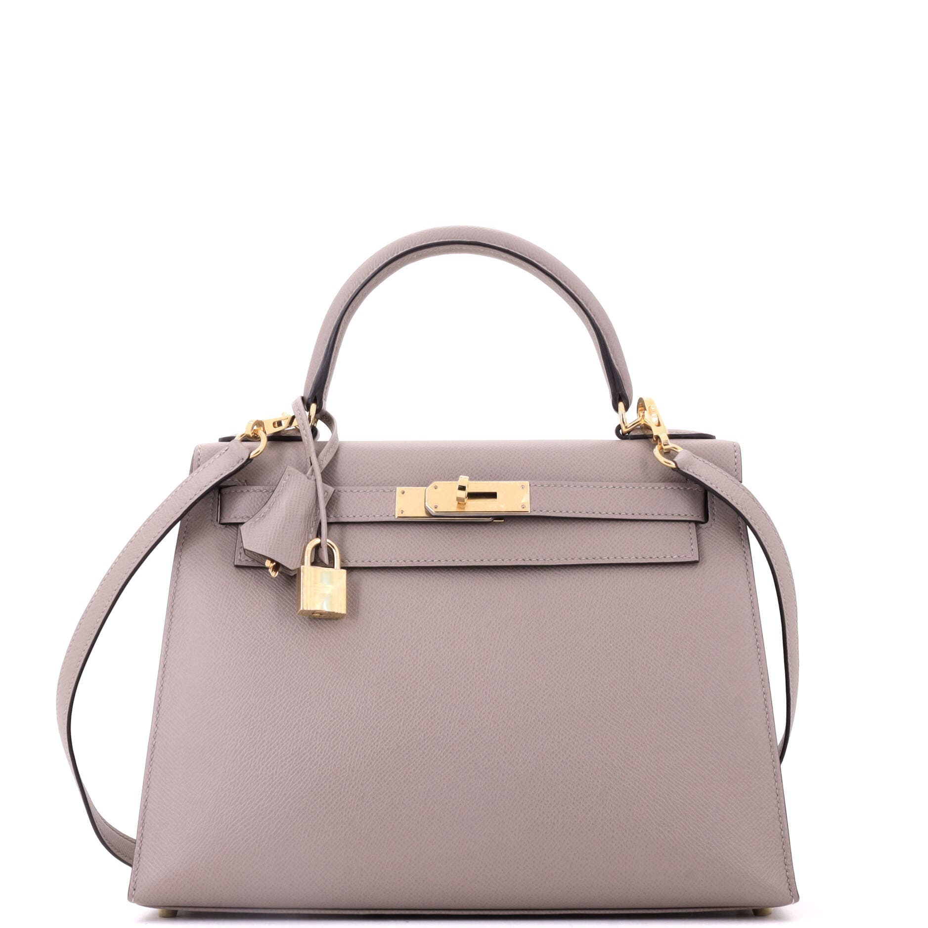 Kelly Handbag Grey Epsom with Gold Hardware 28, Main, color, Grey