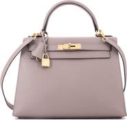 Pre-Owned Hermes Kelly Handbag Grey Epsom with Gold Hardware 28